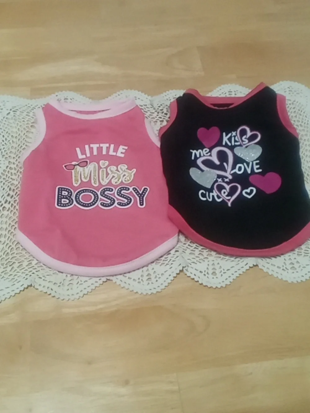 Two nwot female doggie shirts, for teeny tiny dog